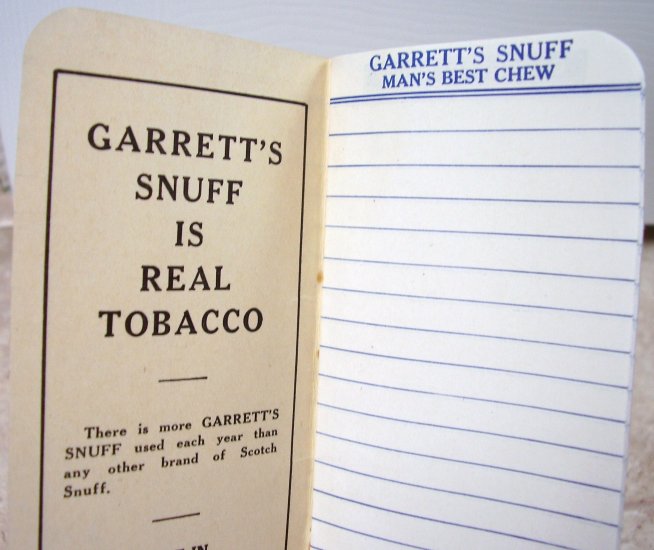 Garrett's Snuff 1940 Advertising Piece LIKE NEW Memphis Tenn