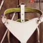 White Genuine Leather Dog Harness With Leash - LRG