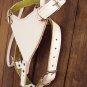 White Genuine Leather Dog Harness With Leash - LRG