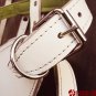 White Genuine Leather Dog Harness With Leash - LRG