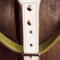White Genuine Leather Dog Harness With Leash - LRG
