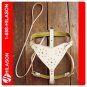 White Genuine Leather Dog Harness With Leash - SML