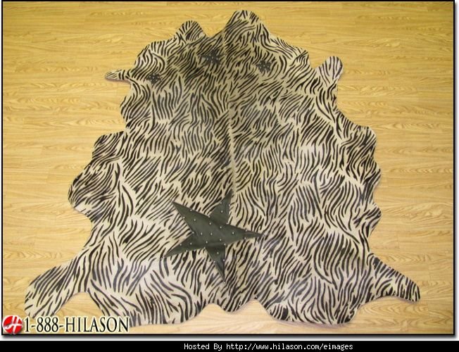 COW HIDE HAIRON LEATHER COWHIDE ZEBRA PRINT RUG SC219