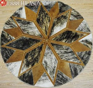 Hair-On Leather Patchwork 48in. Cowhide Rug Carpet 093