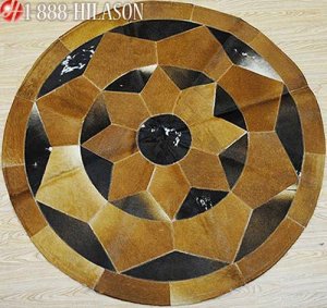 Hair-On Leather Patchwork 48in. Cowhide Rug Carpet 095