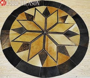 Hair-On Leather Patchwork 58in. Cowhide Rug Carpet 043