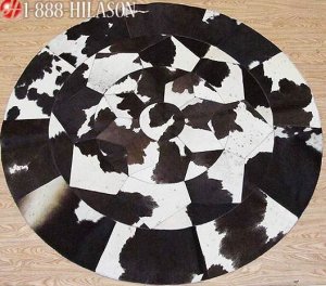 Hair-On Leather Patchwork 58in. Cowhide Rug Carpet 041