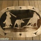COWHIDE HAIR ON LEATHER OVAL RUG PATCHWORK 17 sqft