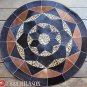 622 COWHIDE HAIR-ON LEATHER PATCHWORK RUG 48IN DIA