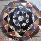 623 COWHIDE HAIR-ON LEATHER PATCHWORK RUG 48IN DIA