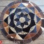 623 COWHIDE HAIR-ON LEATHER PATCHWORK RUG 48IN DIA