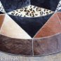623 COWHIDE HAIR-ON LEATHER PATCHWORK RUG 48IN DIA