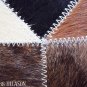 623 COWHIDE HAIR-ON LEATHER PATCHWORK RUG 48IN DIA
