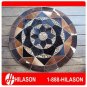 623 COWHIDE HAIR-ON LEATHER PATCHWORK RUG 48IN DIA