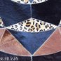 624 COWHIDE HAIR-ON LEATHER PATCHWORK RUG 48IN DIA