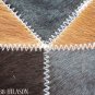 624 COWHIDE HAIR-ON LEATHER PATCHWORK RUG 48IN DIA