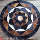 625 COWHIDE HAIR-ON LEATHER PATCHWORK RUG 48IN DIA