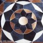 625 COWHIDE HAIR-ON LEATHER PATCHWORK RUG 48IN DIA
