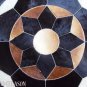 625 COWHIDE HAIR-ON LEATHER PATCHWORK RUG 48IN DIA