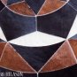 625 COWHIDE HAIR-ON LEATHER PATCHWORK RUG 48IN DIA