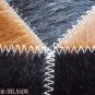 625 COWHIDE HAIR-ON LEATHER PATCHWORK RUG 48IN DIA