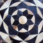 627 COWHIDE HAIR-ON LEATHER PATCHWORK RUG 48IN DIA