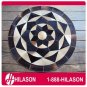 627 COWHIDE HAIR-ON LEATHER PATCHWORK RUG 48IN DIA