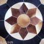628 COWHIDE HAIR-ON LEATHER PATCHWORK RUG 48IN DIA