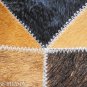 628 COWHIDE HAIR-ON LEATHER PATCHWORK RUG 48IN DIA