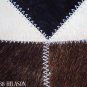 629 COWHIDE HAIR-ON LEATHER PATCHWORK RUG 48IN DIA