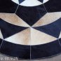 630 COWHIDE HAIR-ON LEATHER PATCHWORK RUG 48IN DIA