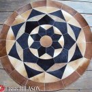 632 COWHIDE HAIR-ON LEATHER PATCHWORK RUG 48IN DIA