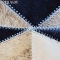632 COWHIDE HAIR-ON LEATHER PATCHWORK RUG 48IN DIA
