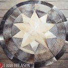 633 COWHIDE HAIR-ON LEATHER PATCHWORK RUG 48IN DIA