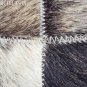 633 COWHIDE HAIR-ON LEATHER PATCHWORK RUG 48IN DIA