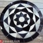 634 COWHIDE HAIR-ON LEATHER PATCHWORK RUG 48IN DIA