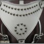 901 WHITE Genuine Leather Dog Harness With Leash - MED