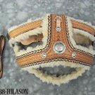 DH123 Tan Leather Dog Padded Harness With Leash - LRG