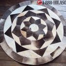COWHIDE HAIR-ON LEATHER PATCHWORK RUG 48IN DIA