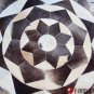COWHIDE HAIR-ON LEATHER PATCHWORK RUG 48IN DIA