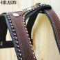 Dark Brown Leather Dog Padded Harness With Leash - SML