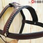 Dark Brown Leather Dog Padded Harness With Leash - SML