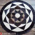 620 COWHIDE HAIR-ON LEATHER PATCHWORK RUG 48IN DIA
