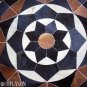 621 COWHIDE HAIR-ON LEATHER PATCHWORK RUG 48IN DIA