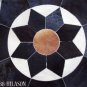 621 COWHIDE HAIR-ON LEATHER PATCHWORK RUG 48IN DIA