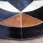 621 COWHIDE HAIR-ON LEATHER PATCHWORK RUG 48IN DIA