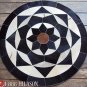 618 COWHIDE HAIR-ON LEATHER PATCHWORK RUG 48IN DIA