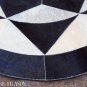 618 COWHIDE HAIR-ON LEATHER PATCHWORK RUG 48IN DIA