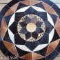 619 COWHIDE HAIR-ON LEATHER PATCHWORK RUG 48IN DIA