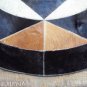 619 COWHIDE HAIR-ON LEATHER PATCHWORK RUG 48IN DIA